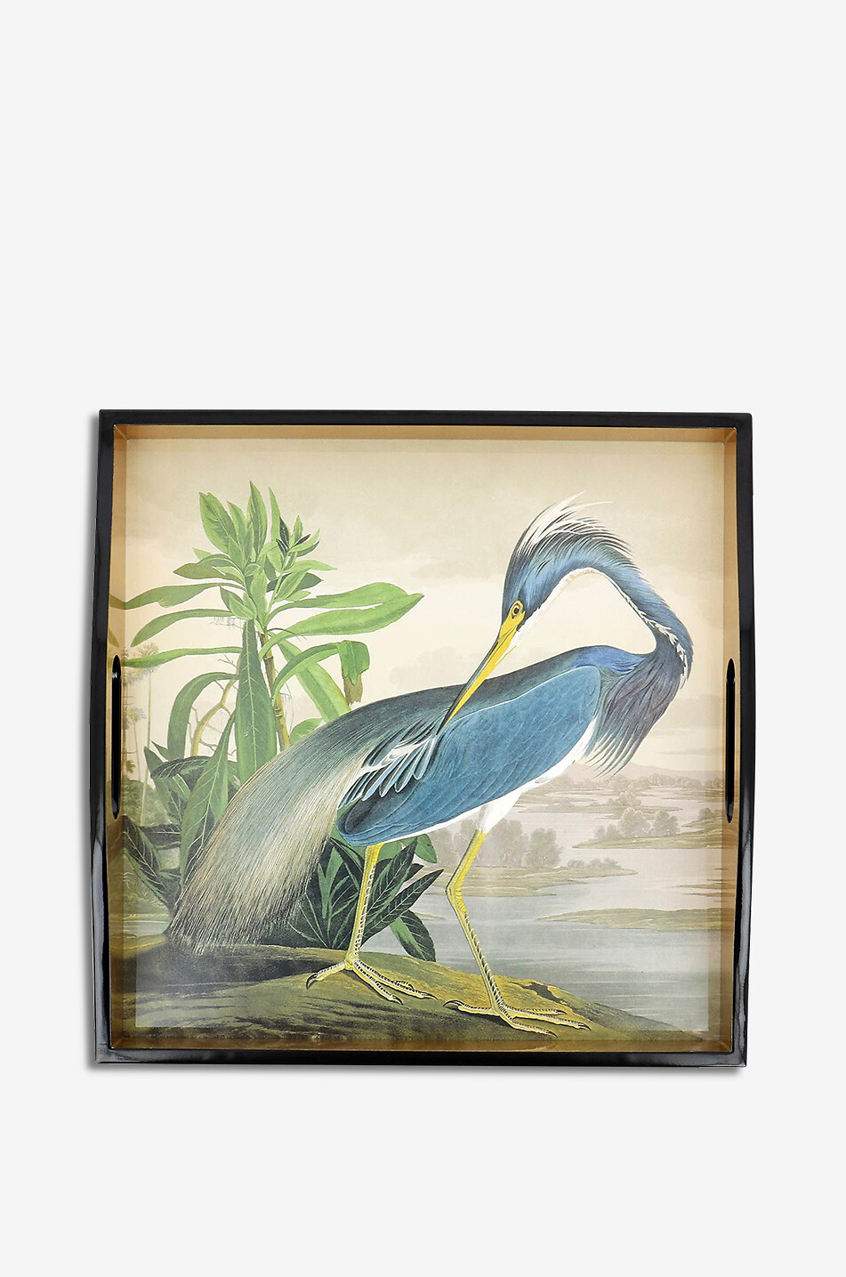 CASPARI Plateau en bois laqué Audubon Heron Maison BLEU 2