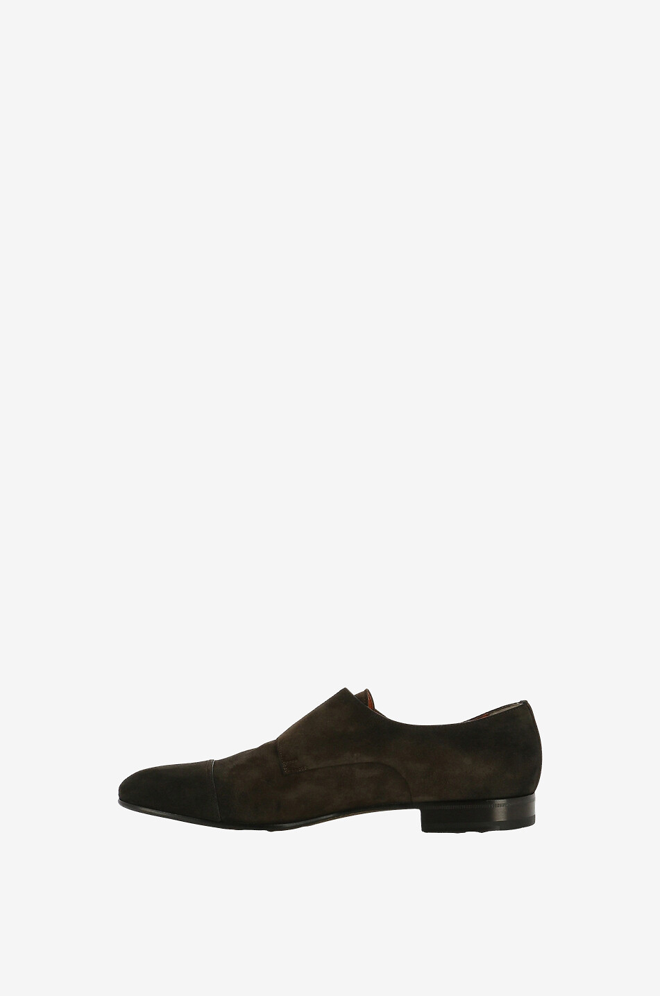 SANTONI Monk-strap suede shoes Men DARK BROWN 3