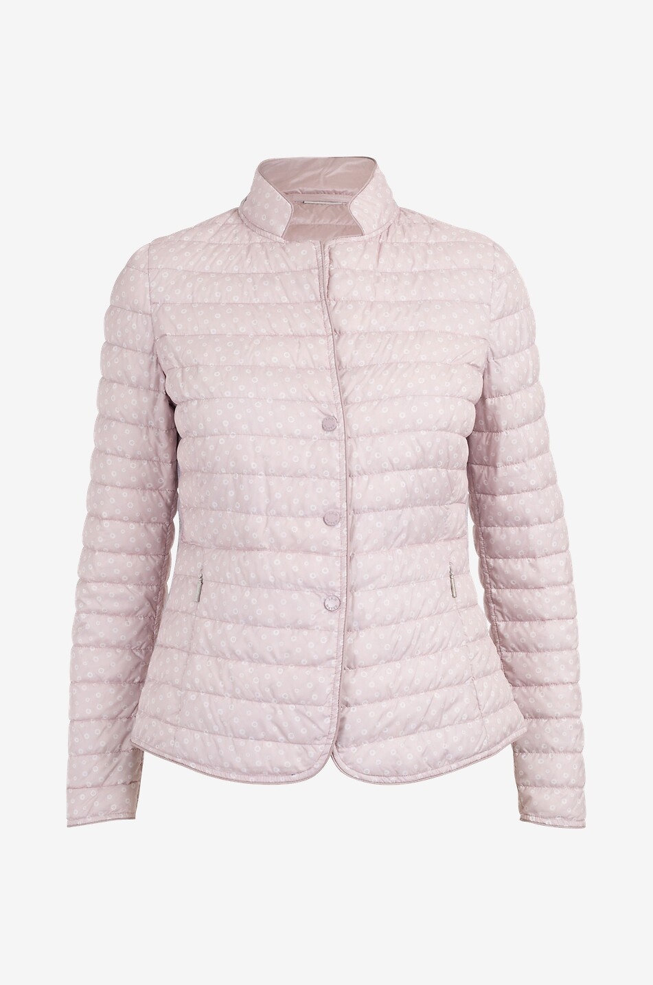 Ring print reversible short down jacket