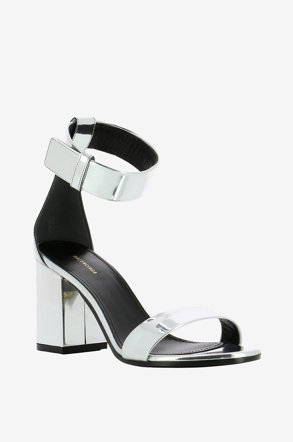 BALENCIAGA Sandalen aus metallisiertem Leder mit Spiegel-Effekt Damen SILBER 1