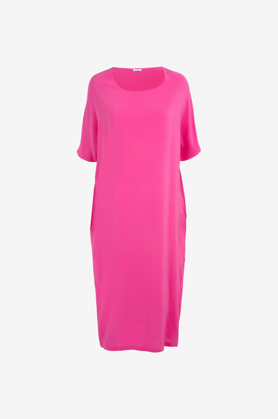 A-line silk dress with boat collar