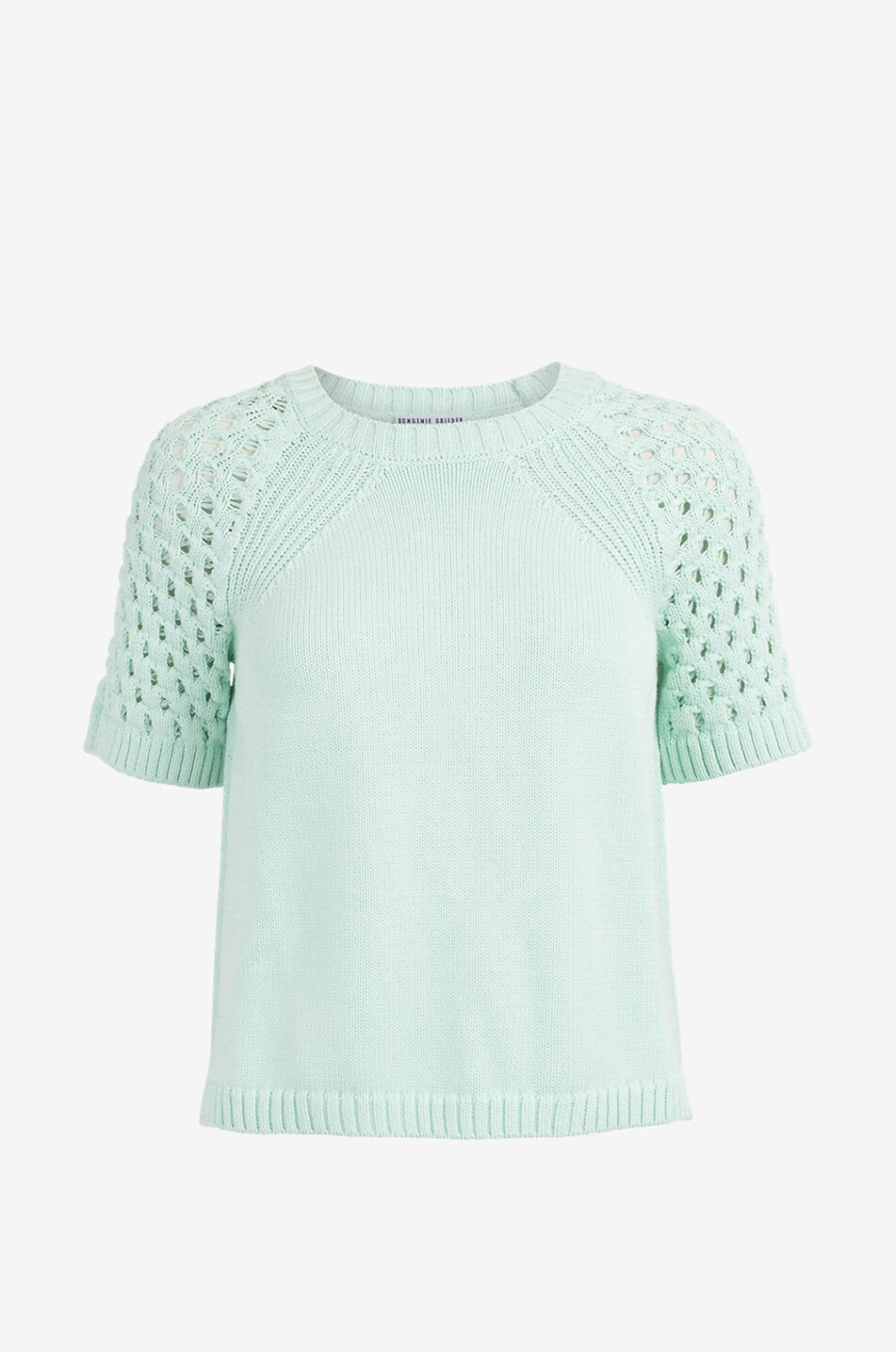 BONGÉNIE Top tricot en coton à manches courtes Femme VERT CLAIR 1