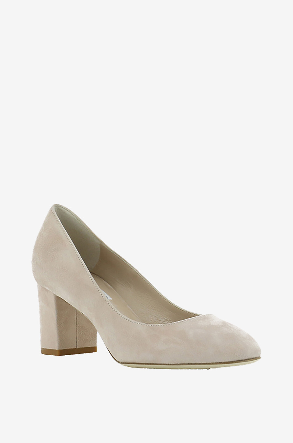 Escarpins à bout rond et talon carré en daim