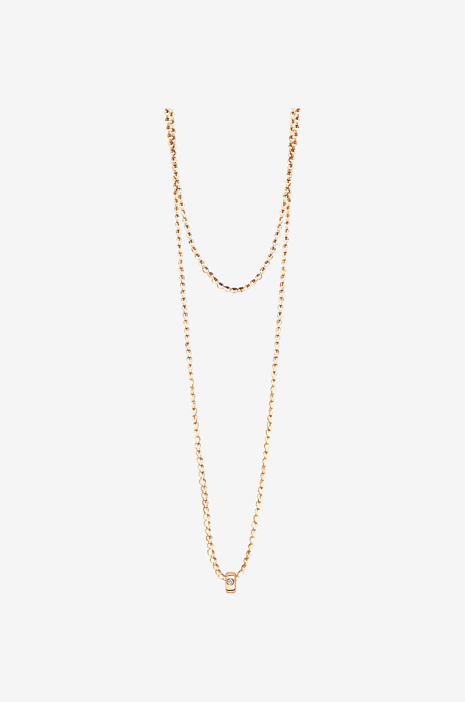 GINETTE NY Lange Goldhalskette mit Diamanten Mini Tube & Diamond Damen ROSA 1