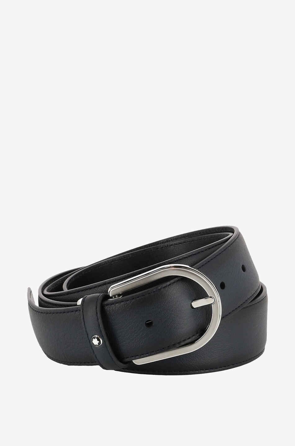 Horseshoe buckle blue 35 mm leather belt
