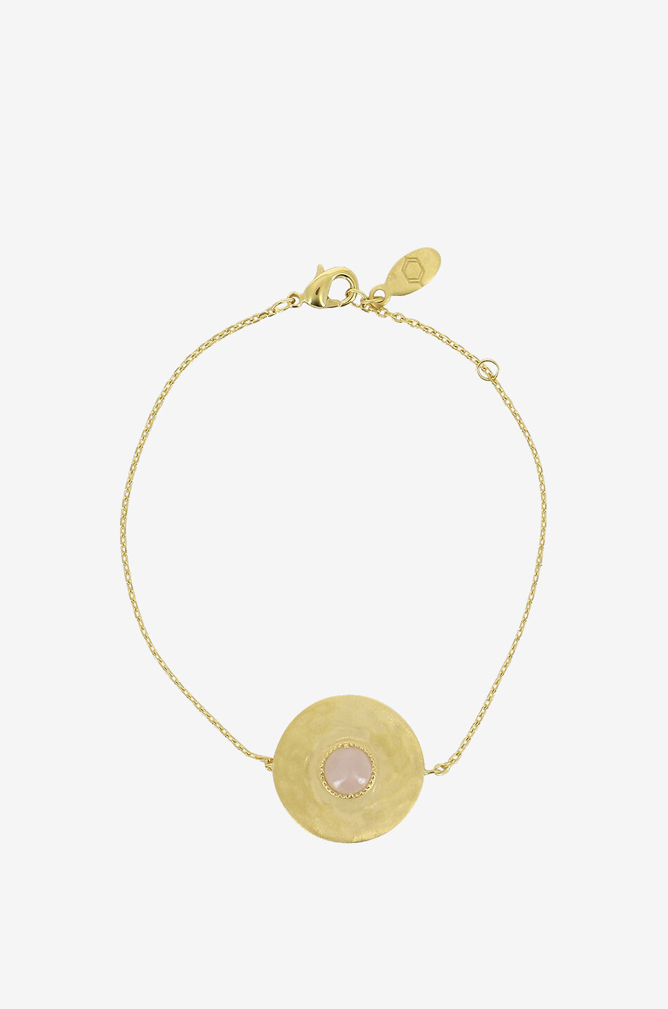 Bracelet plaqué or orné de quartz rose Helene