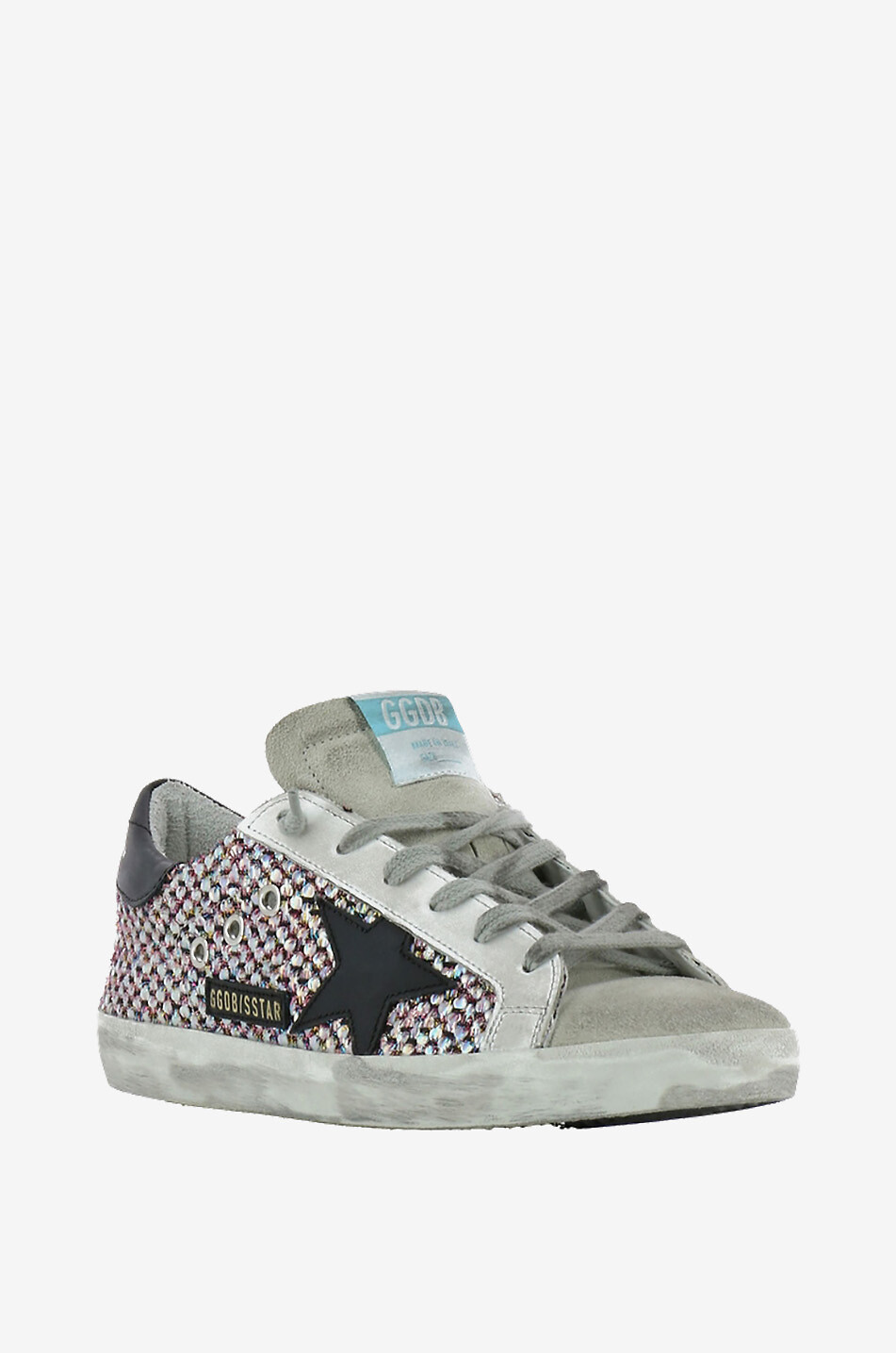 GOLDEN GOOSE Irisierende Stoff- und Wildledersneakers im Used-Look Superstar Damen BUNT 1