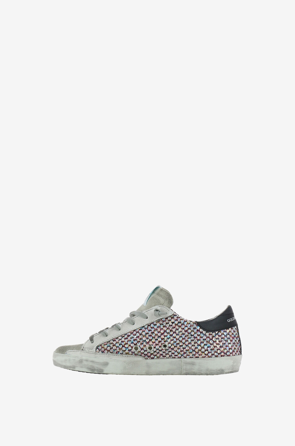 GOLDEN GOOSE Irisierende Stoff- und Wildledersneakers im Used-Look Superstar Damen BUNT 3
