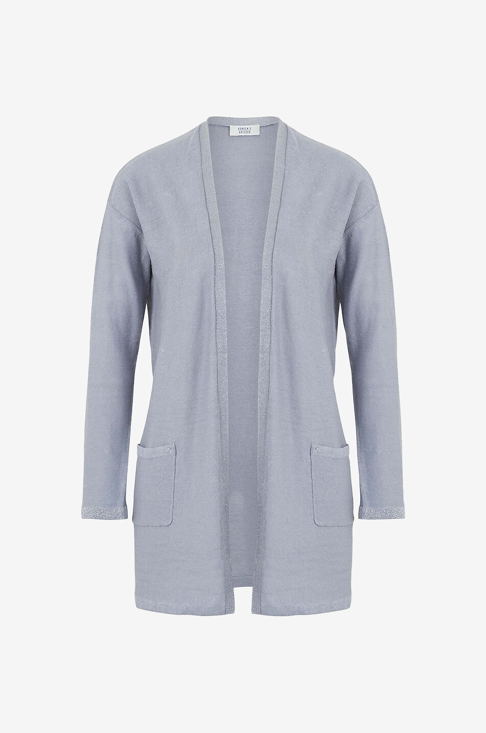 Open linen cardigan with Lurex and pockets