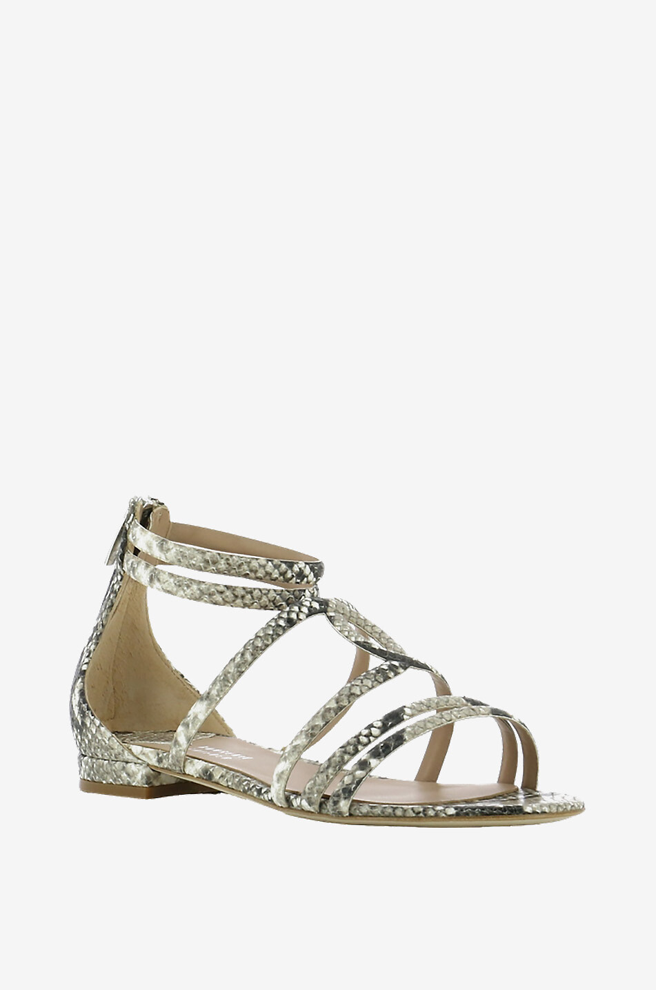 BONGENIE Flat python effect leather sandals Women BEIGE 1