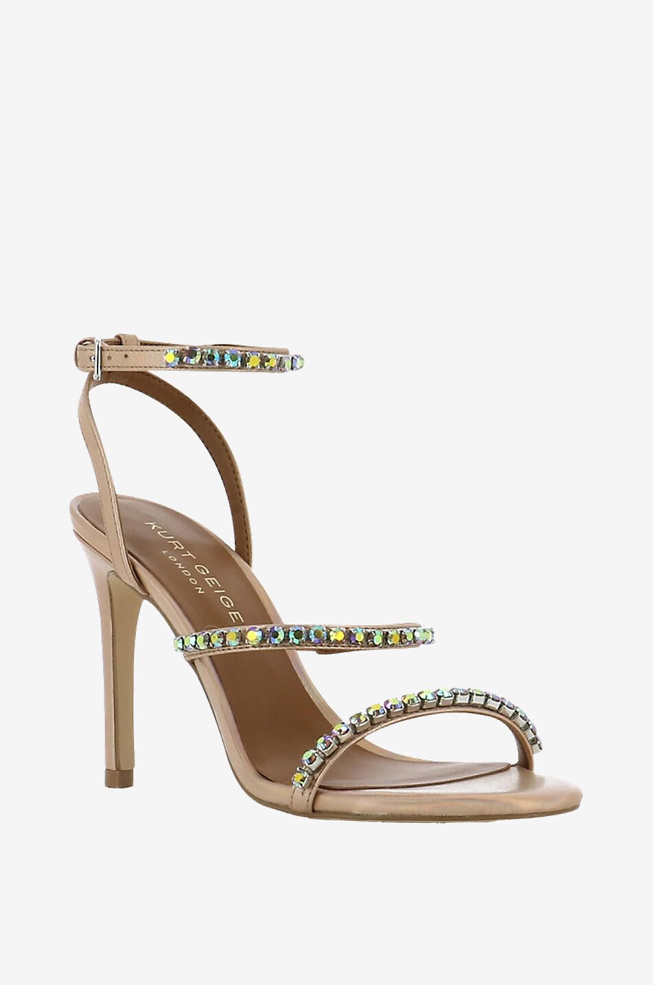 Sandales en cuir métallisé ornées de strass Portia