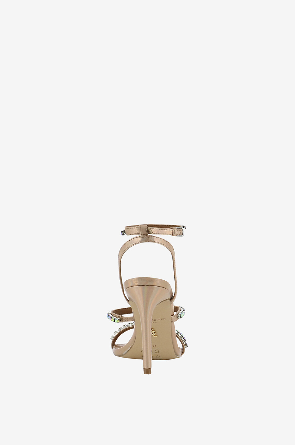 KURT GEIGER LONDON Sandales en cuir métallisé ornées de strass Portia Femme CUIVRE 4