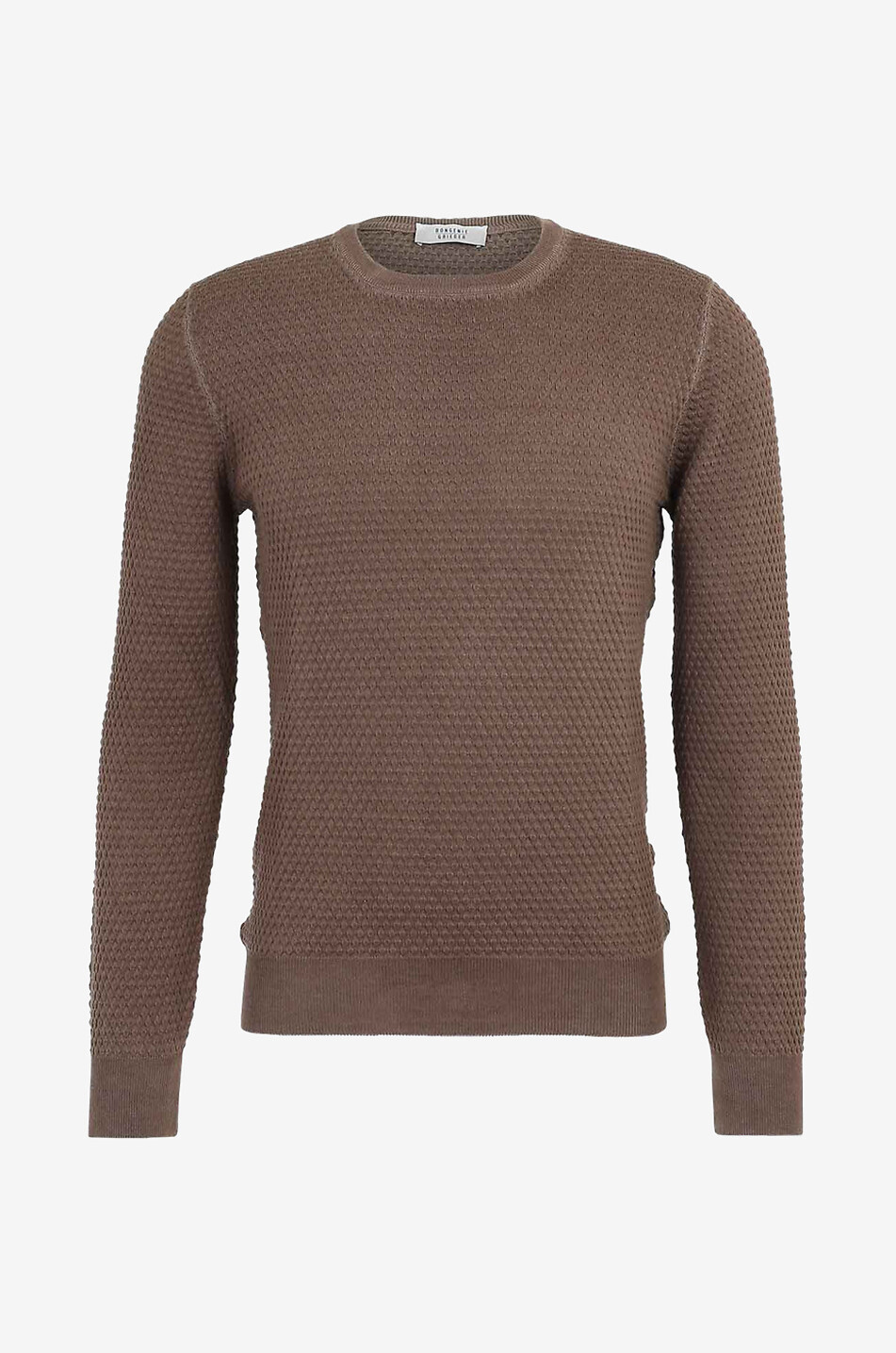 Textured cotton round neck jumper