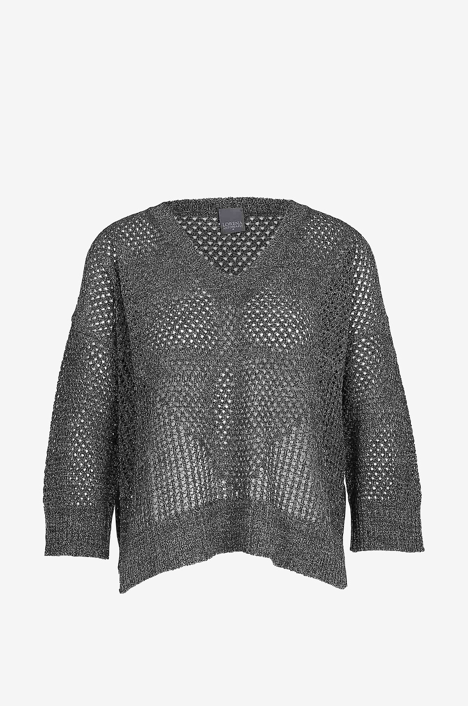 Sparkling net effect V-neck jumper
