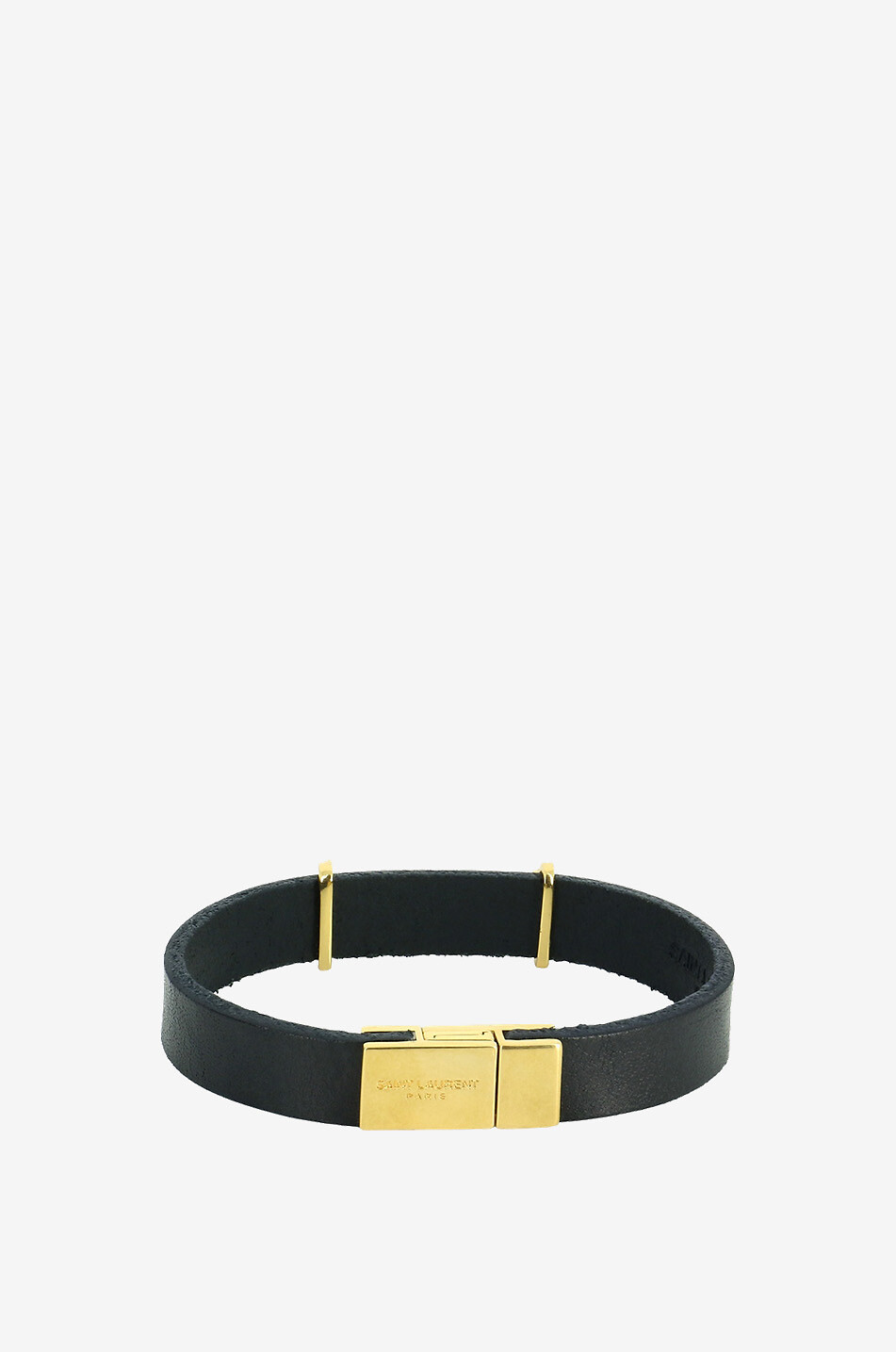 SAINT LAURENT PARIS Armband aus Leder und goldenem Metall mit Monogram Opyum Damen SCHWARZ 2
