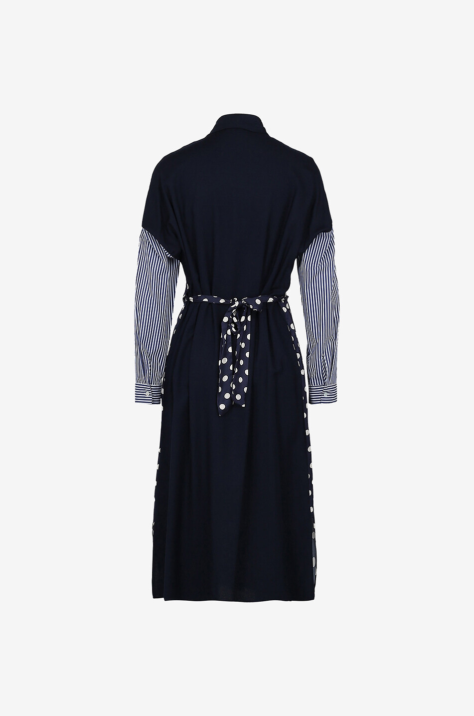 Robe tunique multi-matière à rayures et pois