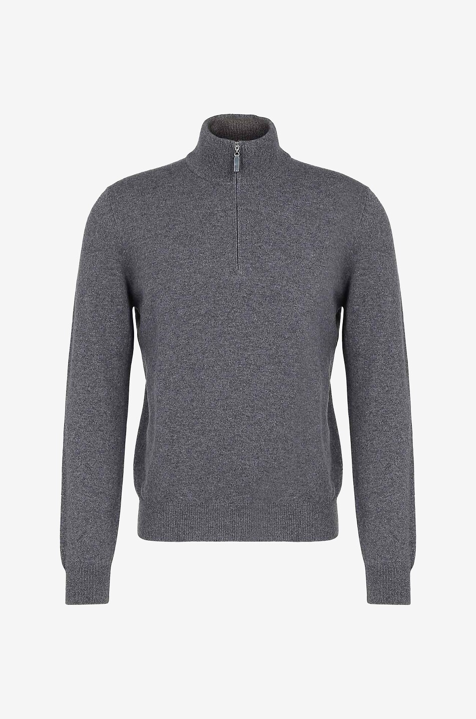 GRAN SASSO Pull fin col montant zippé en cachemire Homme GRIS MOYEN 1