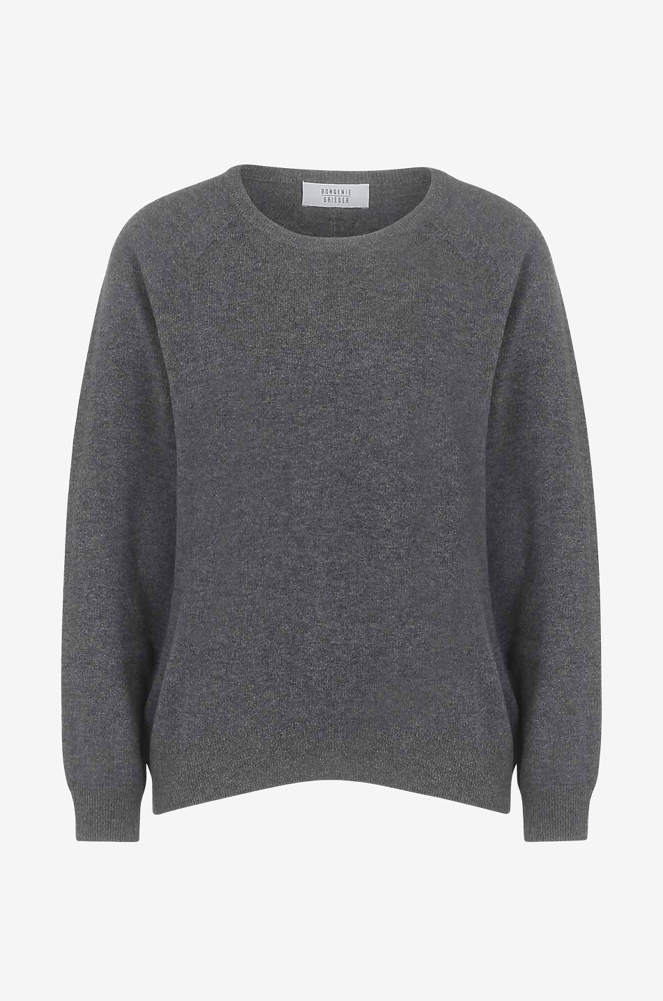 BONGÉNIE Pull en cachemire à col rond et manches raglan Femme GRIS MOYEN 1
