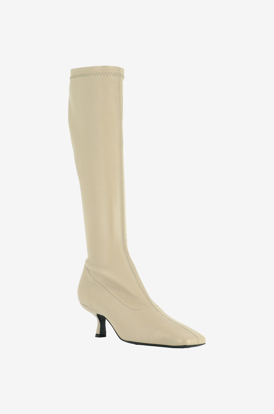 BY FAR Rosalia 50 stretch leather boots with square toe Women LIGHT KHAKI 1