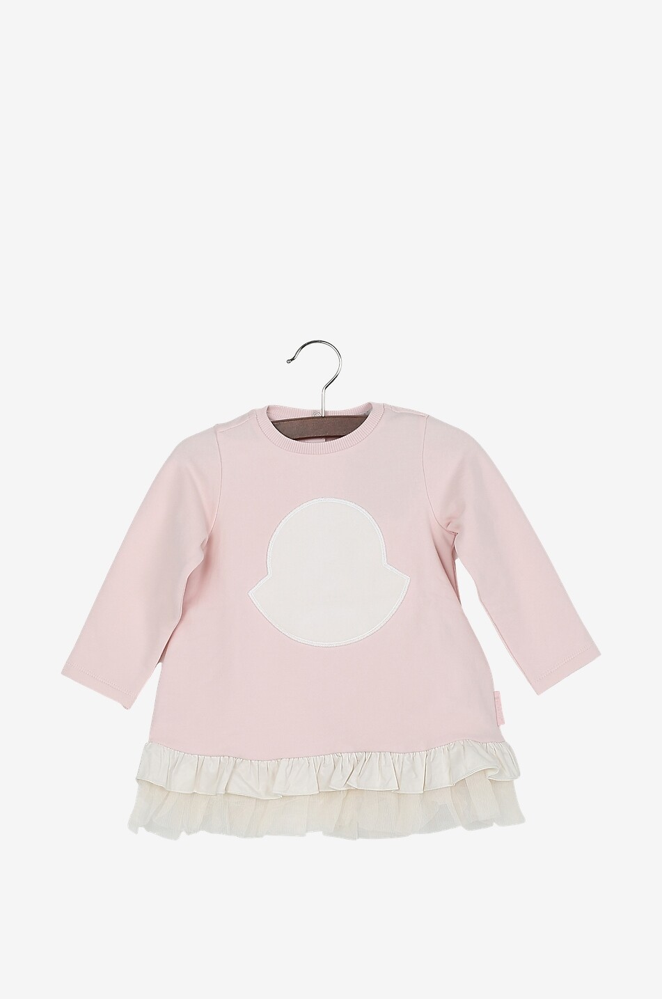 MONCLER Ruffled logo print sweatshirt dress Baby LIGHT PINK 1