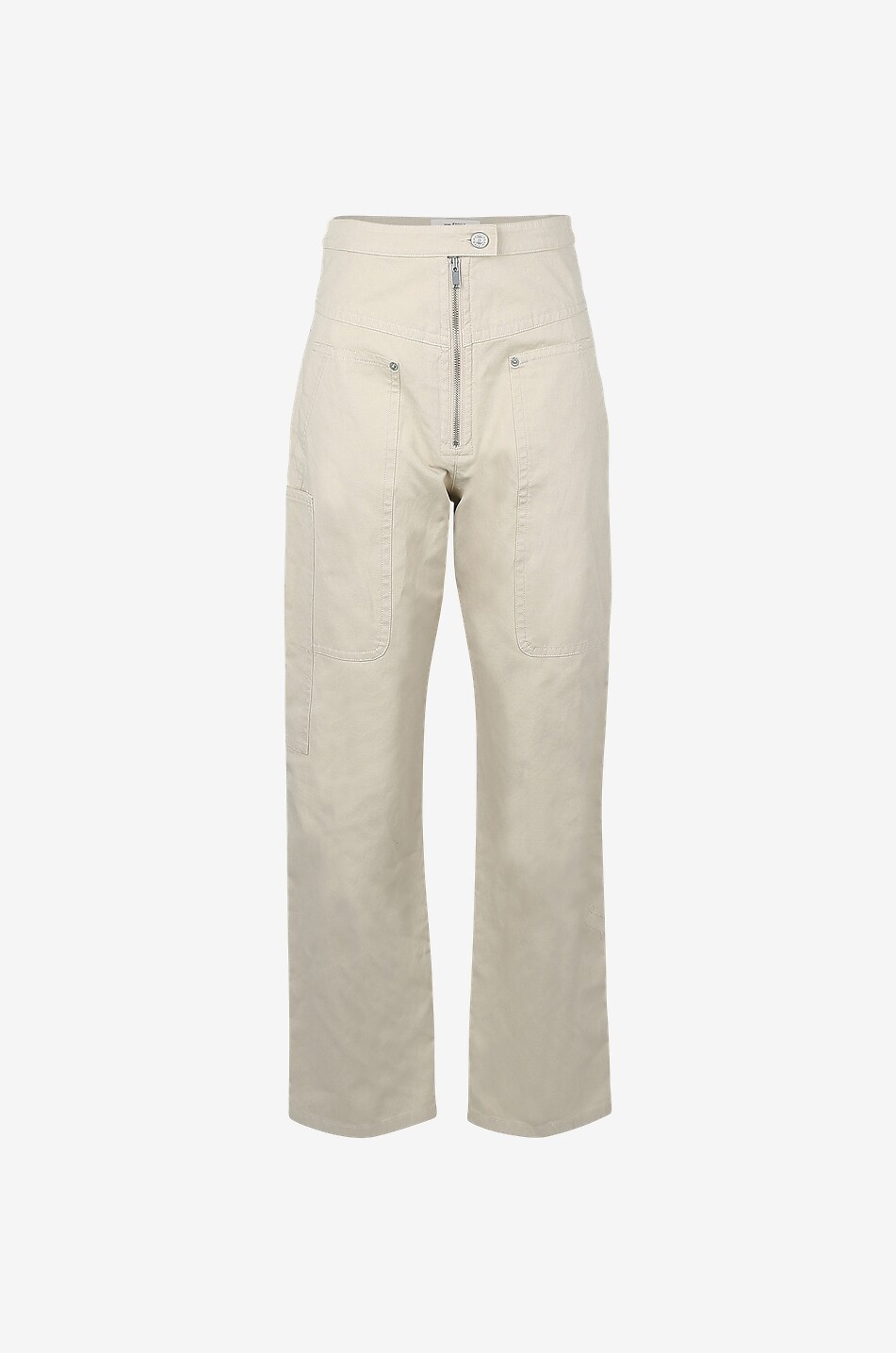 ISABEL MARANT ETOILE Pantalon taille haute en coton et lin Phil Femme Beige clair 1