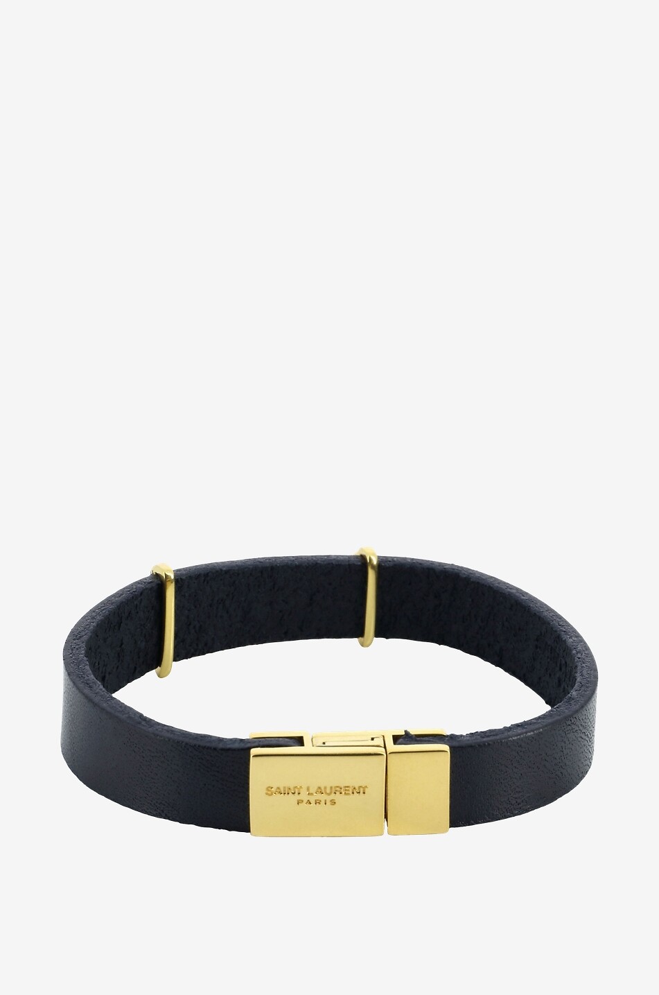 SAINT LAURENT PARIS Armband aus Leder und goldenem Metall mit Monogramm Opyum Damen SCHWARZ 2