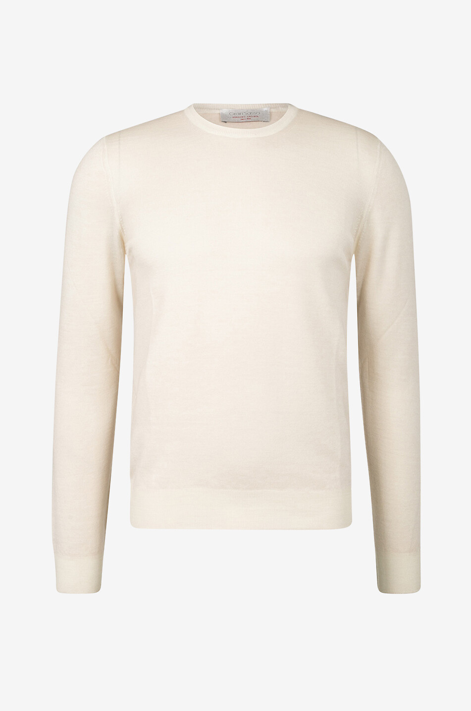 Thin jumper in virgin wool with round collar