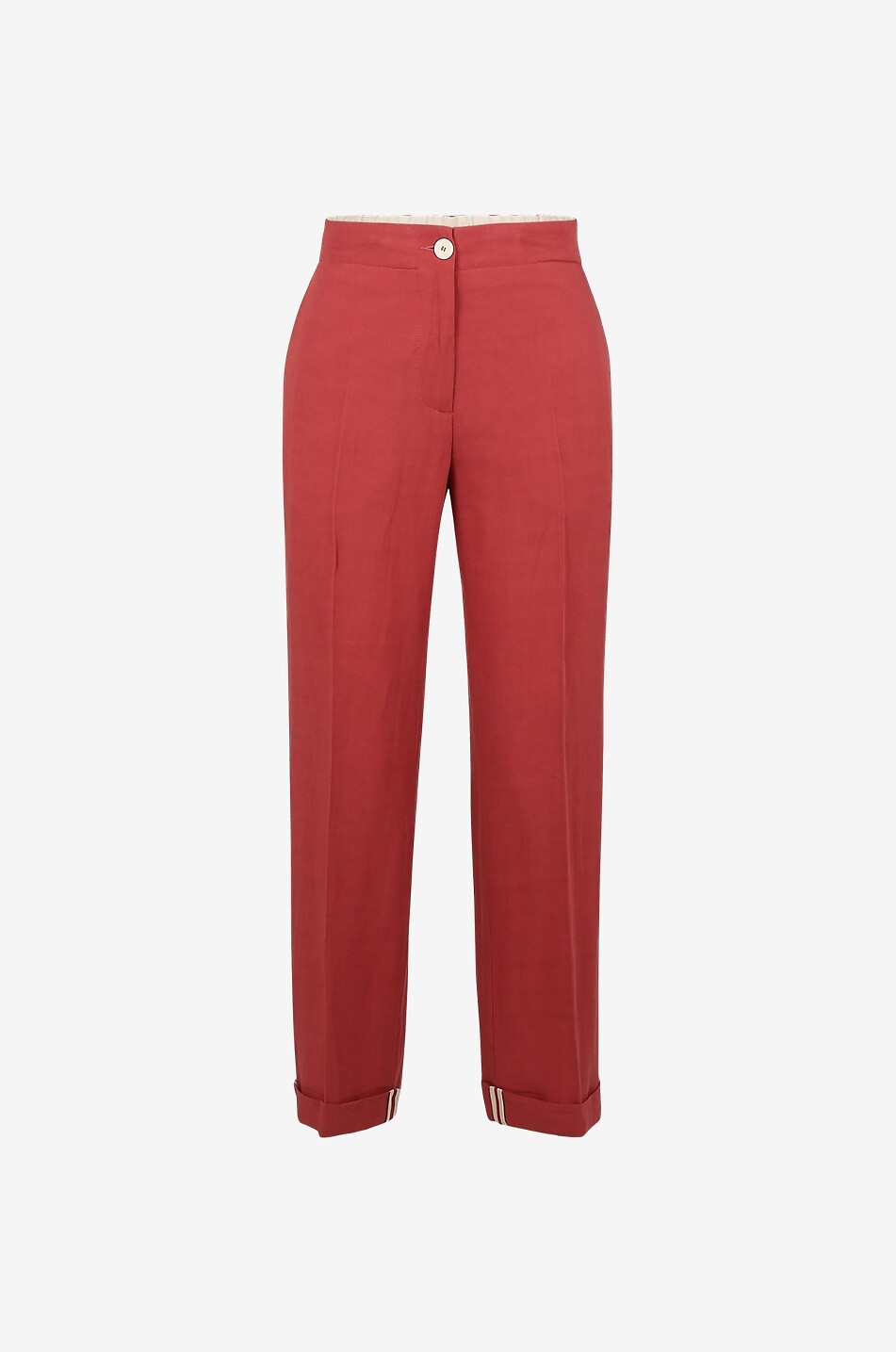 MOMONI Pantalon droit en viscose et lin Aucuba Femme ROSE MOYEN 1