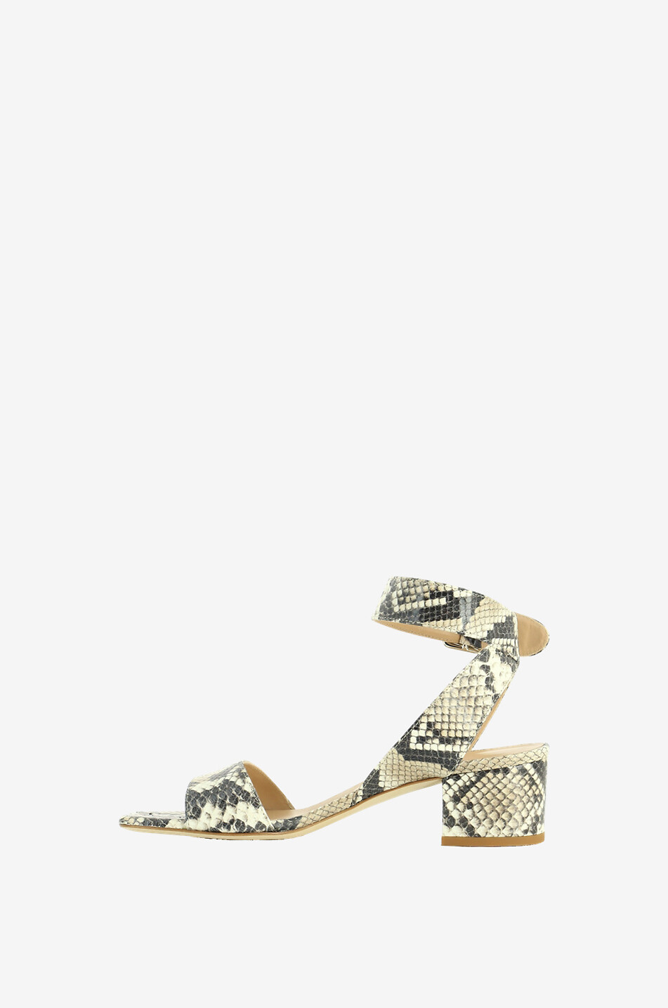 BONGENIE Sandales à talon carré en cuir effet python 50 Femme BEIGE 4