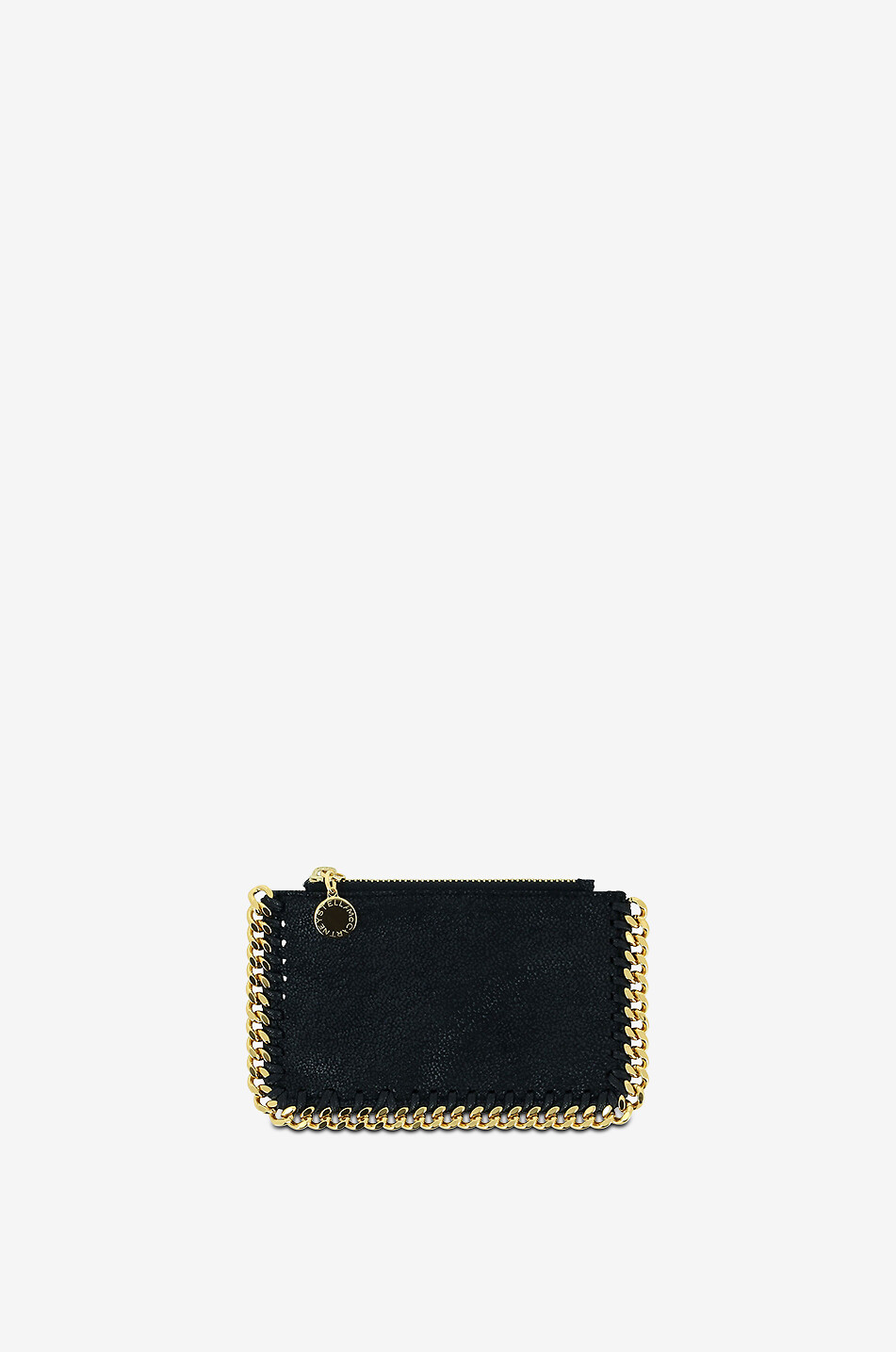 STELLA McCARTNEY Porte-cartes en daim synthétique zippé Falabella Shaggy Deer Femme NOIR 1