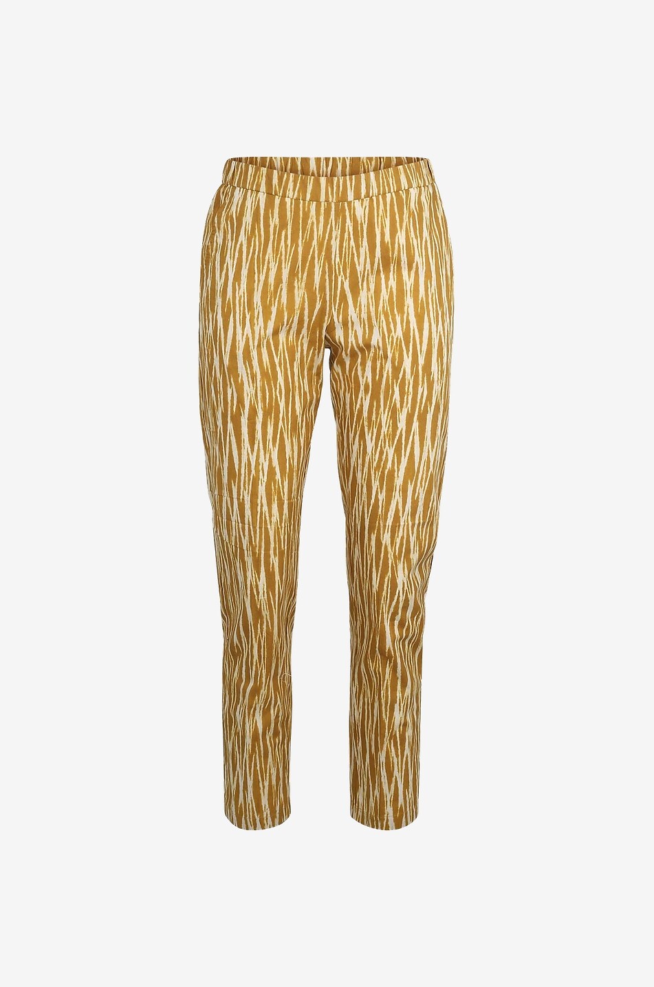 Pantalon cigarette en coton imprimé Paolo Yellow Lines