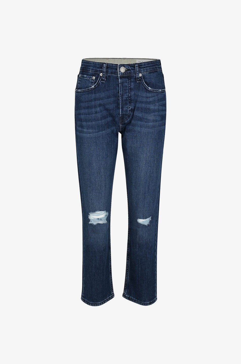 Indigo-gefärbte ausgestellte Jeans mit hohem Bund Maya