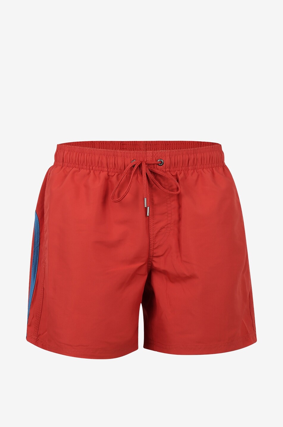 Einfarbige Badeshorts mit dreifarbigem Streifenmotiv
