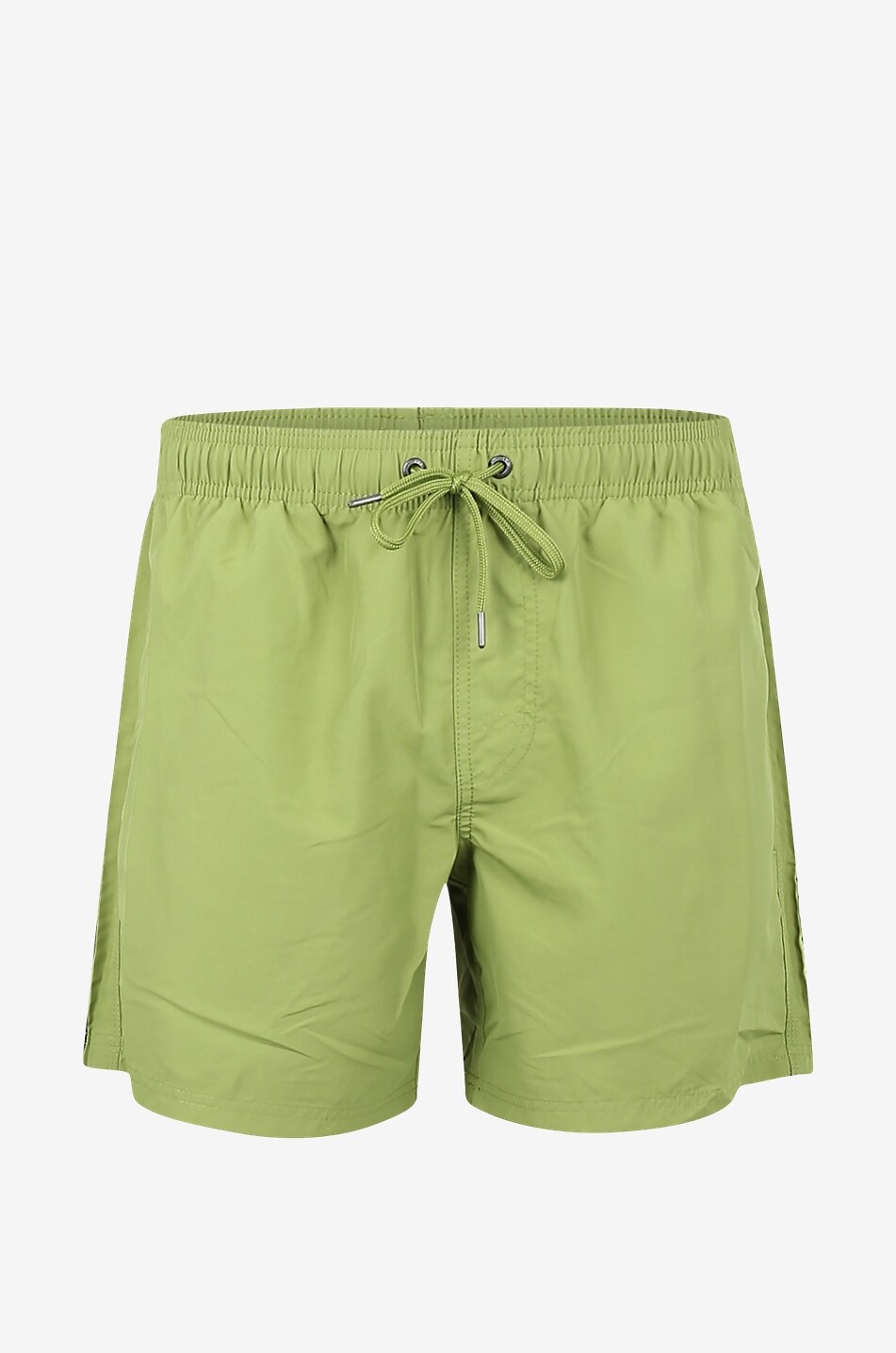 Einfarbige Badeshorts mit dreifarbigem Streifenmotiv