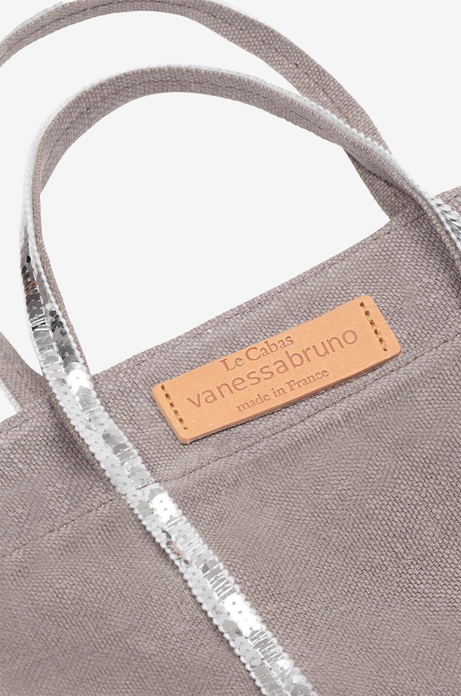 VANESSA BRUNO Petit linen canvas tote bag with sequins Women BROWN 5