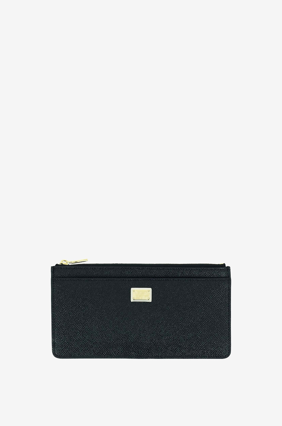 DOLCE & GABBANA Grosses Kartenetui mit Reissverschlusstasche aus Dauphine-Leder Damen SCHWARZ 1