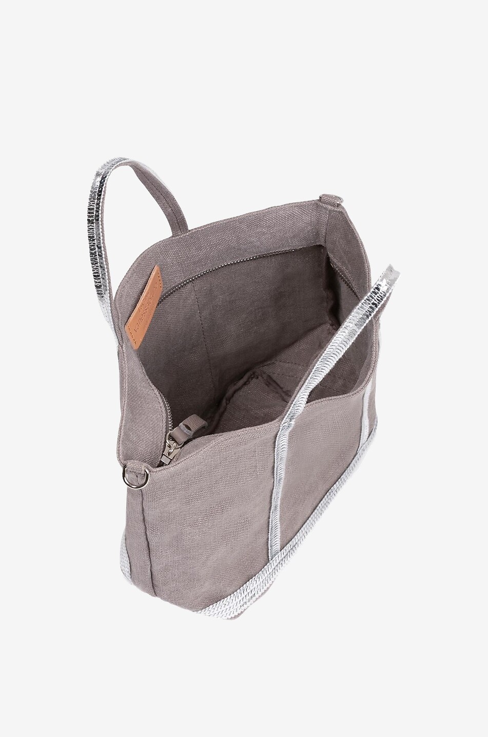 VANESSA BRUNO Petit linen canvas tote bag with sequins Women BROWN 4