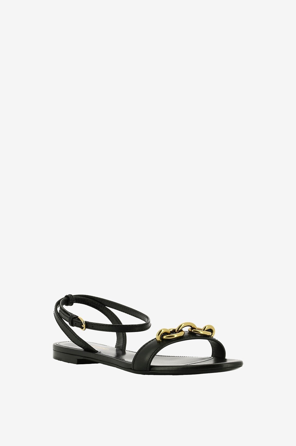 SAINT LAURENT PARIS Maillon 05 flat calfskin leather sandals Women BLACK 1