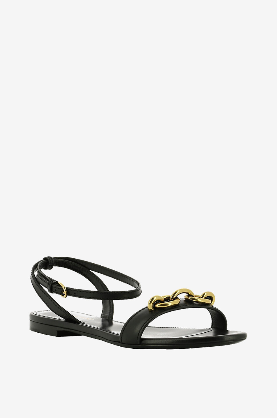 SAINT LAURENT PARIS Maillon 05 flat calfskin leather sandals Women BLACK 1