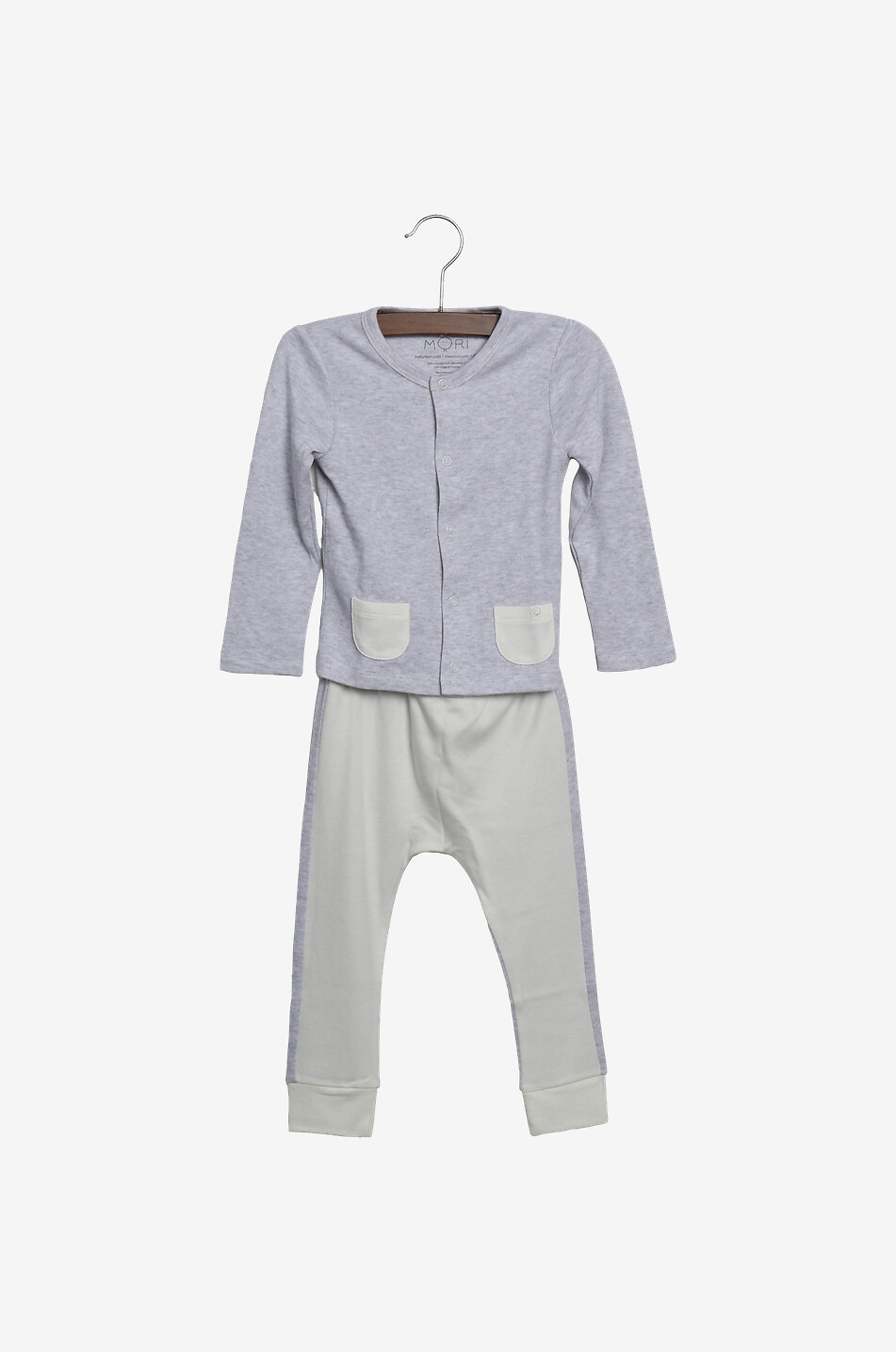 MORI Ensemble bébé pantalon et cardigan Bébé GRIS CLAIR 1