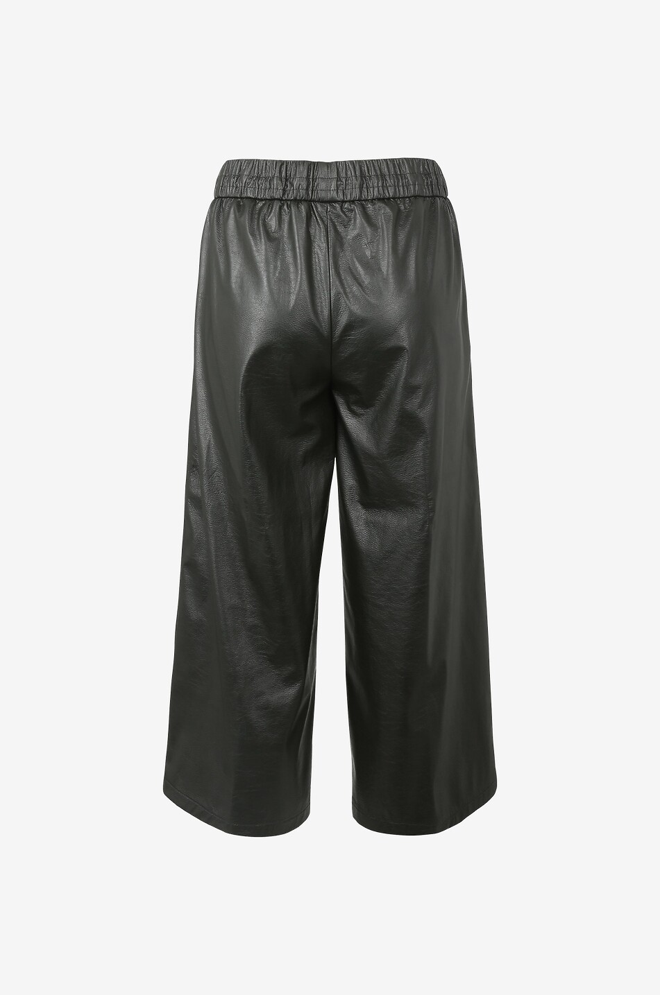 FABIANA FILIPPI Pantalon large raccourci en cuir synthétique brodé de perles Femme VERT FONCÉ 2