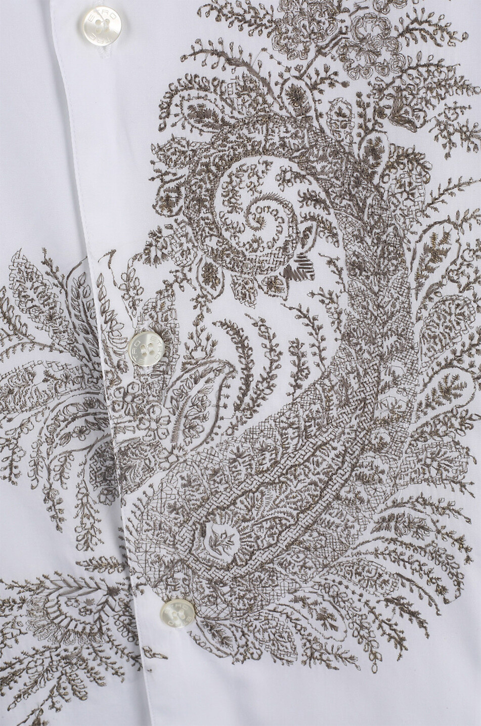 ETRO Baumwollhemd mit Latz und Paisley-Stickerei Herren WEISS 3