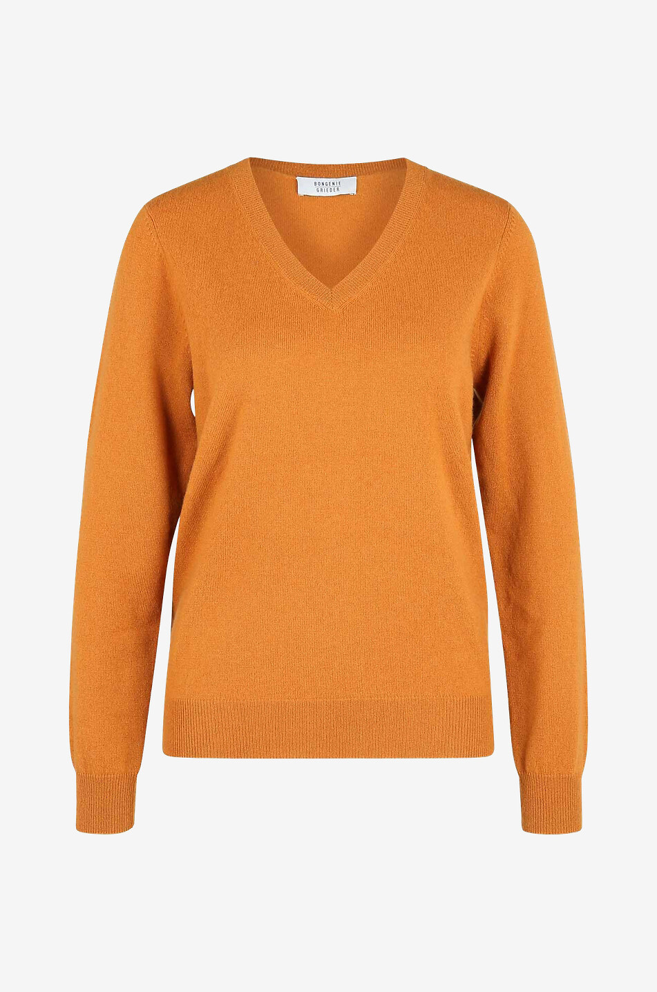 BONGENIE Pull fin à col V en cachemire Femme JAUNE FONCÉ 1