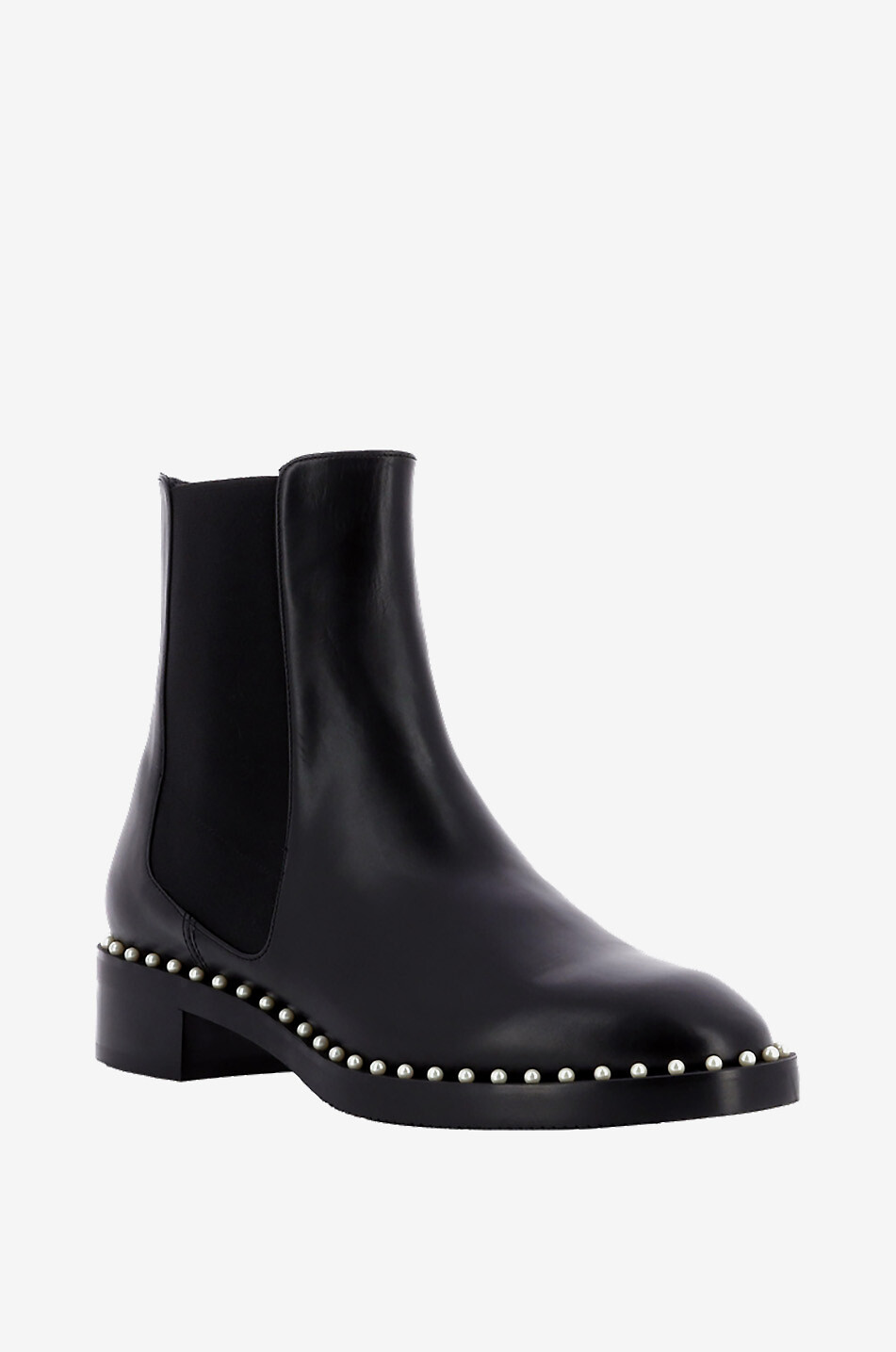 STUART WEITZMAN Bottines chelsea en cuir lisse et perles Cline 35 Femme NOIR 1