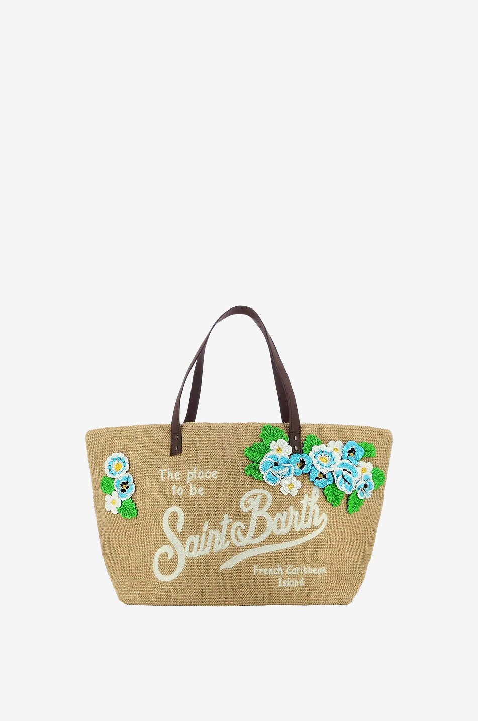 MC2 SAINT BARTH Helene large flower embroidered jute shopper Women BEIGE 1
