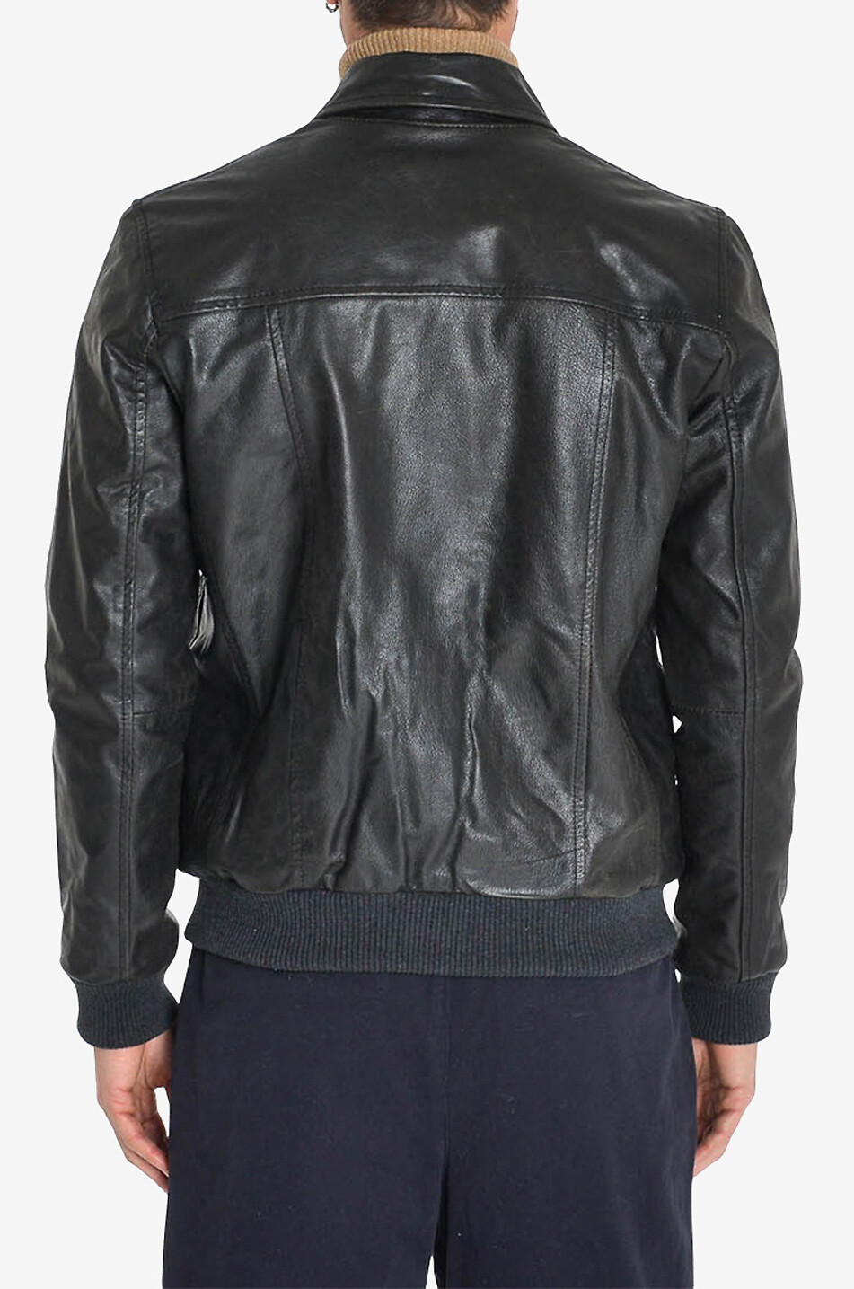 ANDREA D'AMICO Veste en cuir craquelé Myles Homme MARRON FONCÉ 3