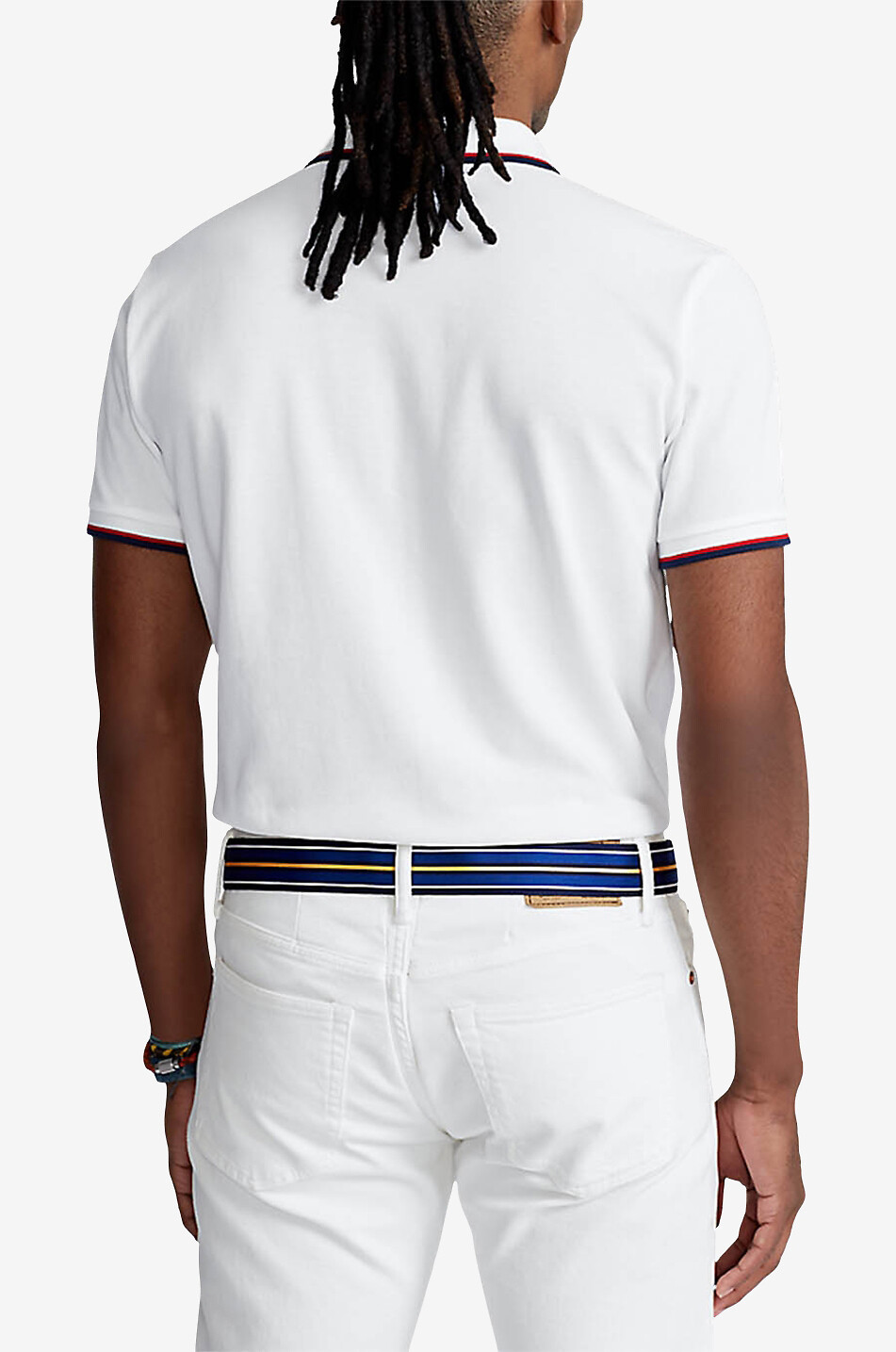 POLO RALPH LAUREN Custom Slim Pony contrast stripe short-sleeved polo shirt Men WHITE 4