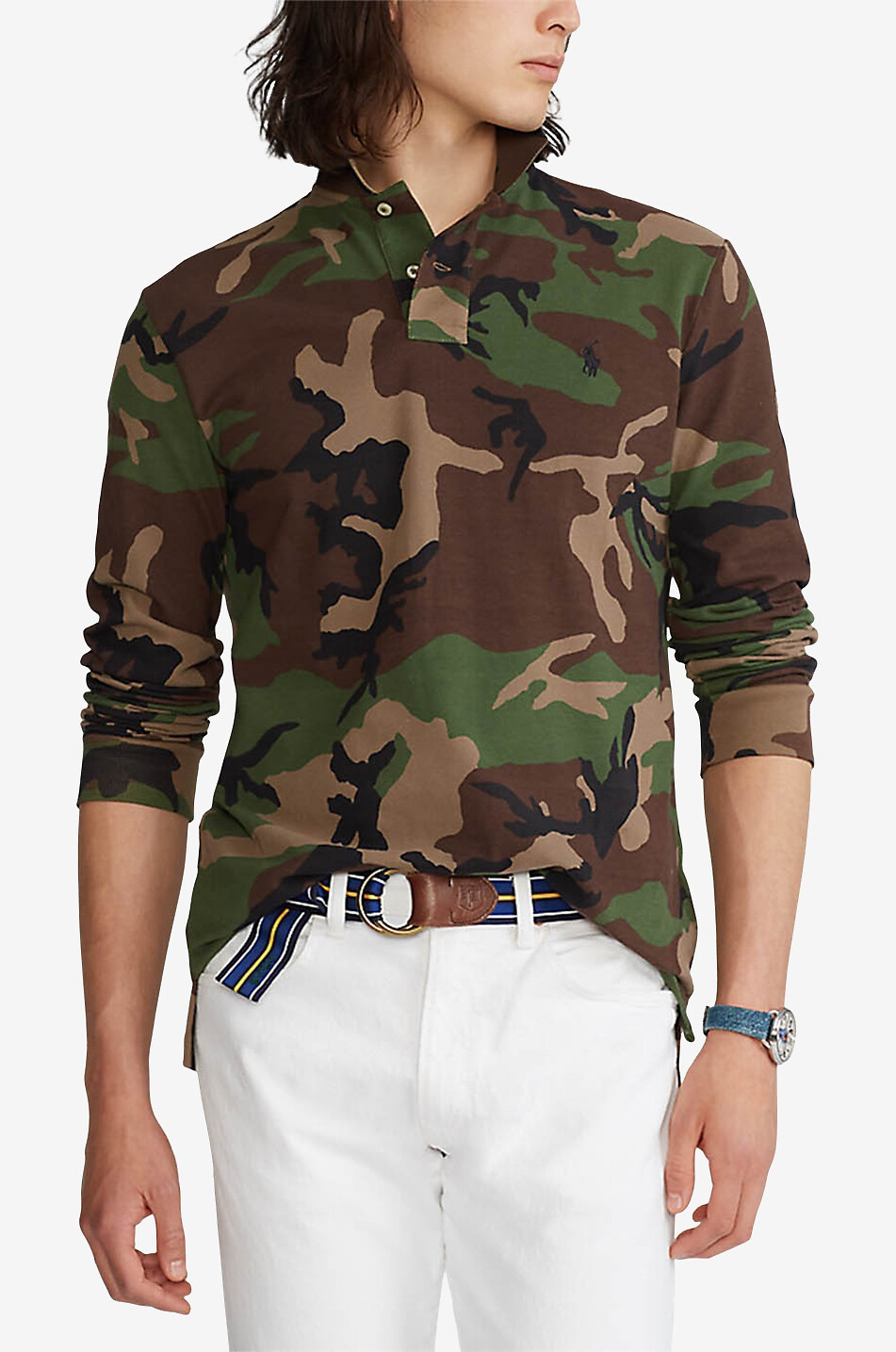 POLO RALPH LAUREN Langarm-Polohemd mit Camouflage-Print Pony Herren MITTELGRÜN 2