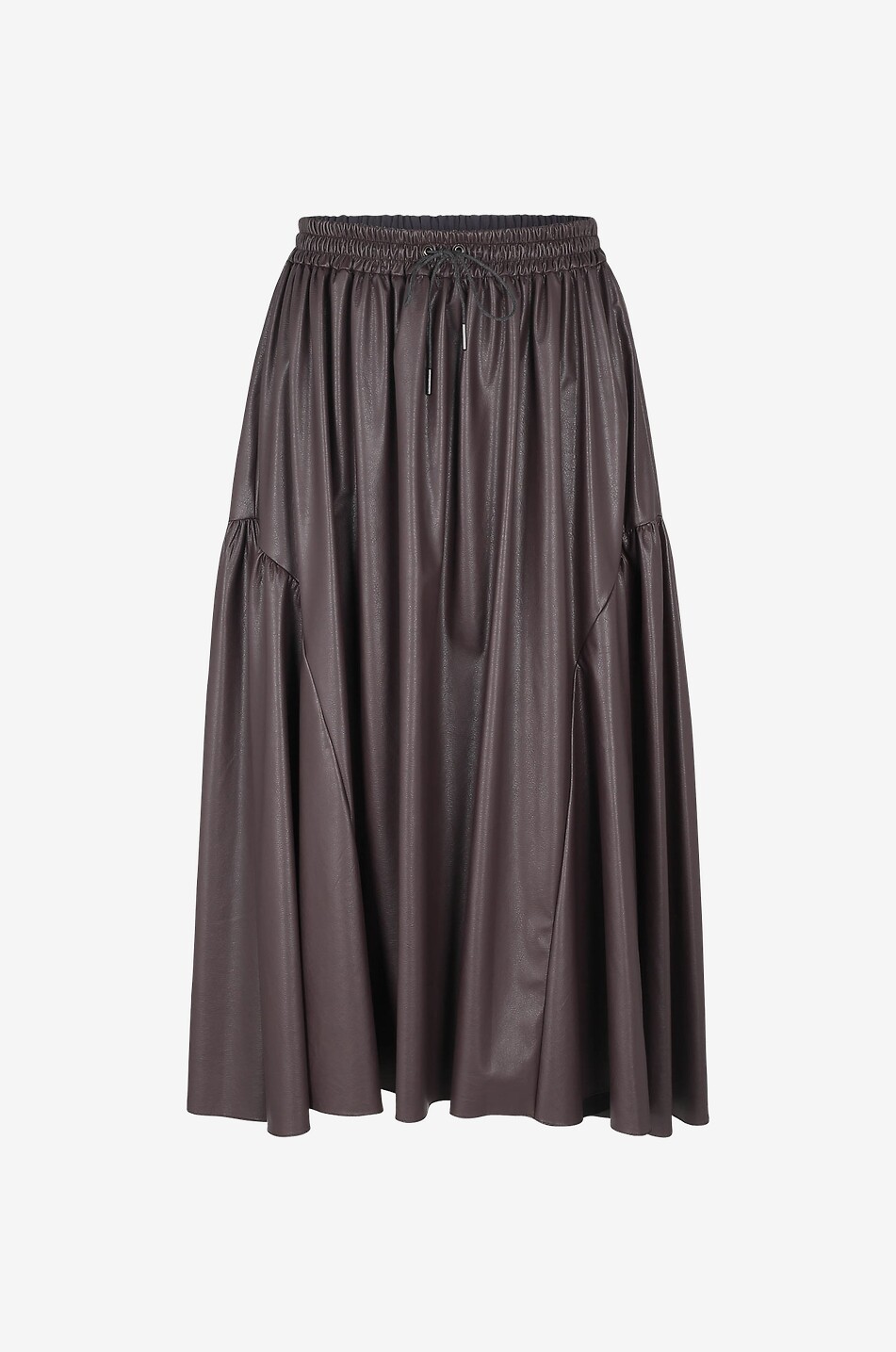 FABIANA FILIPPI Jupe midi évasée en cuir synthétique à plis godet Femme VIOLET FONCÉ 1