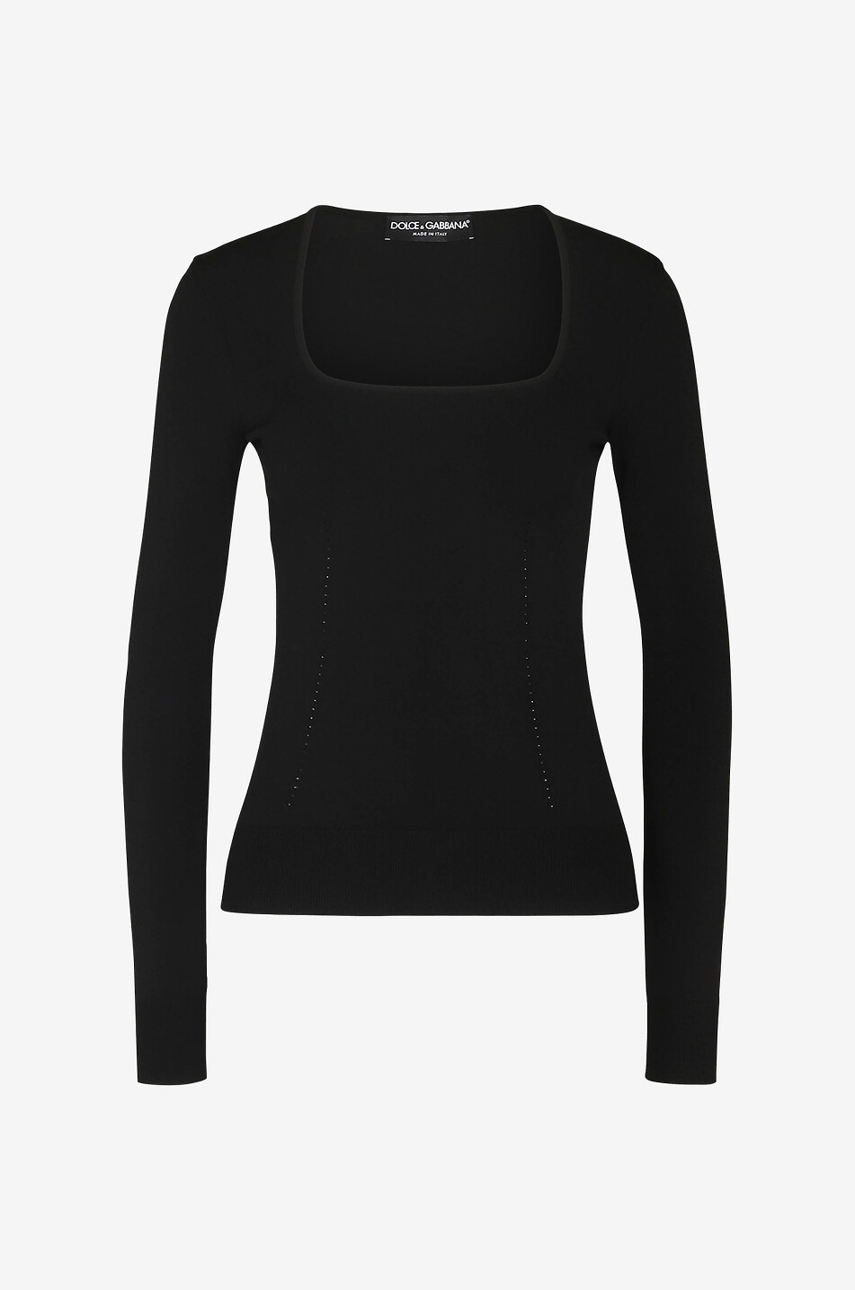 DOLCE & GABBANA Figurbetonter Pullover mit Carré-Ausschnitt Damen SCHWARZ 1